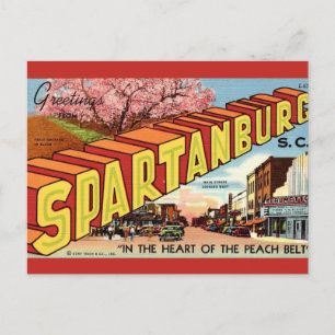 Retro Spartanburg SC Groet Briefkaart