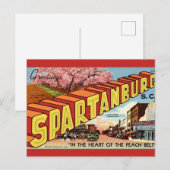 Retro Spartanburg SC Groet Briefkaart (Voorkant / Achterkant)