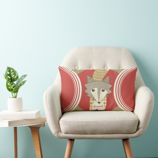 Retro Speciaal Oranje Rode Olijf Fox Pillow Kussen (Stoel)