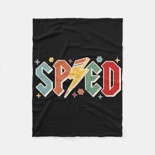 Retro Sped Leraar Potlood Bliksemschicht Terug naa Fleece Deken (Voorkant)