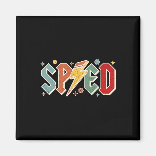 Retro Sped Leraar Potlood Bliksemschicht Terug Naa Magneet (Voorkant)