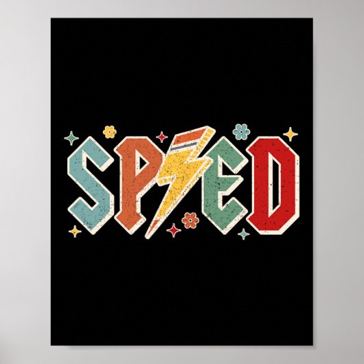 Retro Sped Teacher Pencil Lightning Bolt Back To S Poster (Voorkant)