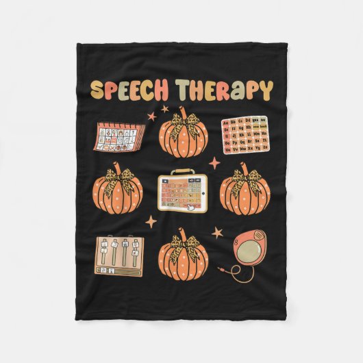 Retro Speech Therapy Slp Fall Pumpkin Speech Thera Fleece Deken (Voorkant)