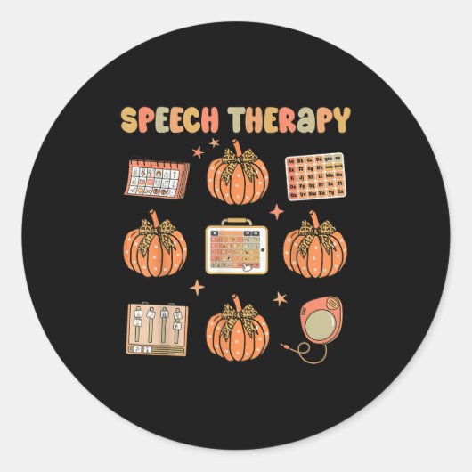 Retro Speech Therapy Slp Fall Pumpkin Speech Thera Ronde Sticker (Voorkant)