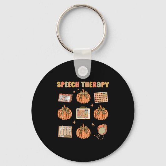 Retro Speech Therapy Slp Fall Pumpkin Speech Thera Sleutelhanger (Voorkant)