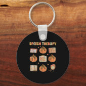 Retro Speech Therapy Slp Fall Pumpkin Speech Thera Sleutelhanger (Voorkant)