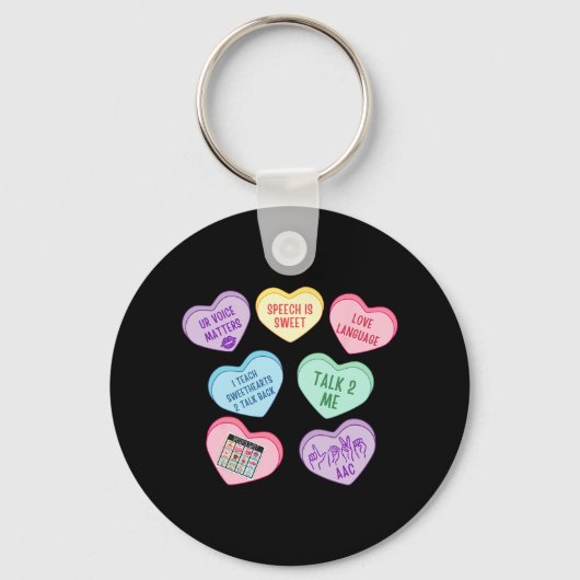 Retro Speech Therapy SLP Hearts Snoep Valentijns Sleutelhanger (Voorkant)
