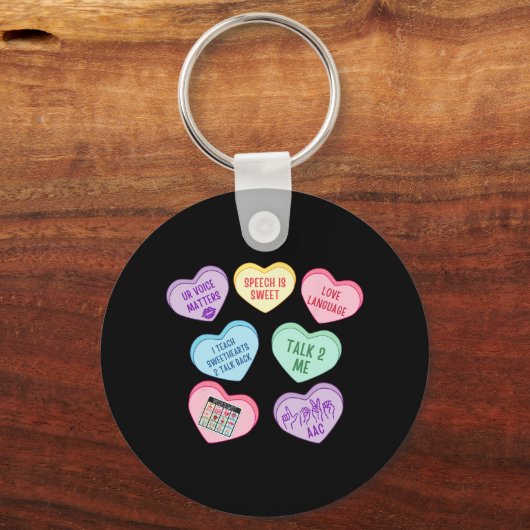 Retro Speech Therapy SLP Hearts Snoep Valentijns Sleutelhanger (Voorkant)