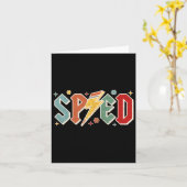 Retro Speed Teacher Pencil Lightning Bolt Terug na Kaart (Gele Bloem)