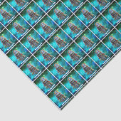 Retro speelgoed robot blauw Sci Fi galaxy aangepas Tissuepapier (Detail)