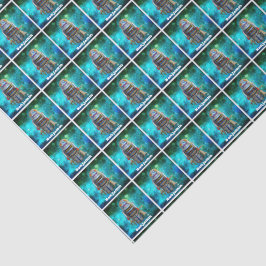 Retro speelgoed robot blauw Sci Fi galaxy aangepas Tissuepapier