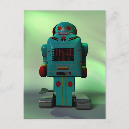Retro Speelgoed Robot Briefkaart (Voorkant)