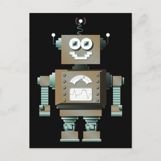 Retro Speelgoed Robot Briefkaart (dk) (Voorkant)