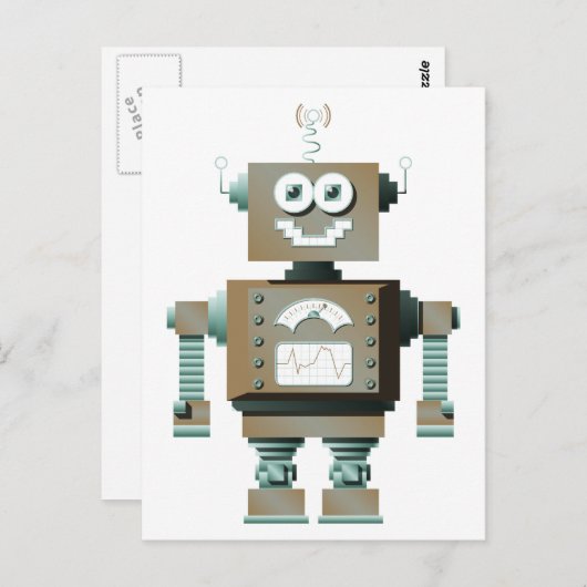 Retro Speelgoed Robot Briefkaart (lt) (Voorkant / Achterkant)