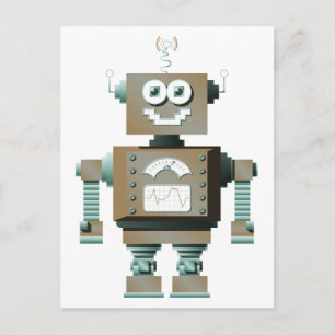 Retro Speelgoed Robot Briefkaart (lt)