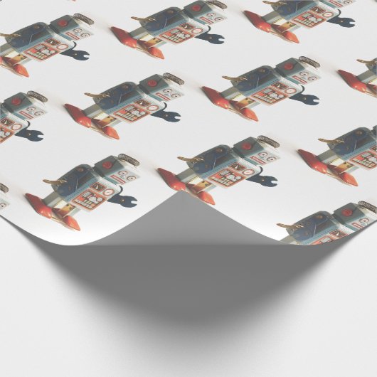 Retro Speelgoed Robot Cadeaupapier (Hoek)