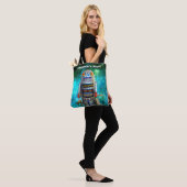  retro speelgoed robot in galaxy add jouw naam tote bag (Op model)