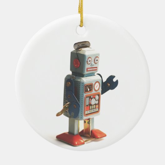 Retro Speelgoed Robot Keramisch Ornament (Achterkant)
