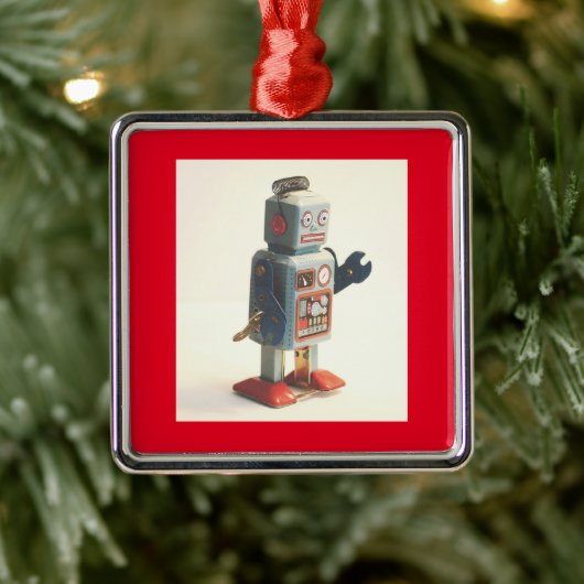 Retro Speelgoed Robot Metalen Ornament (Boom)