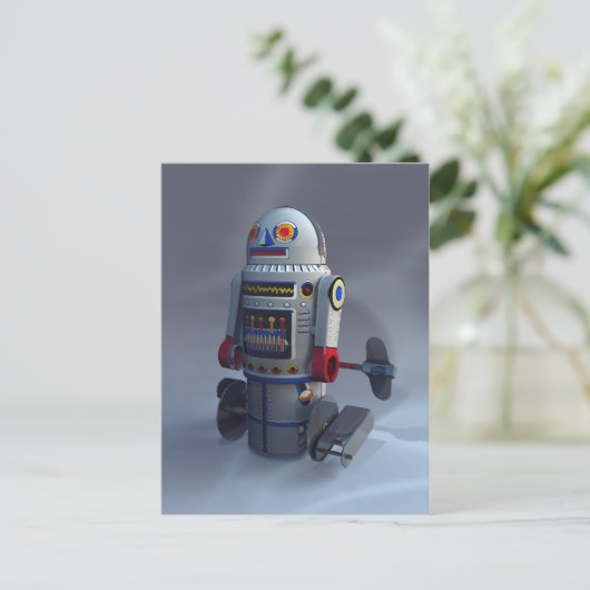 Retro Speelgoed robot nummer 7 Briefkaart (Staand voorkant)
