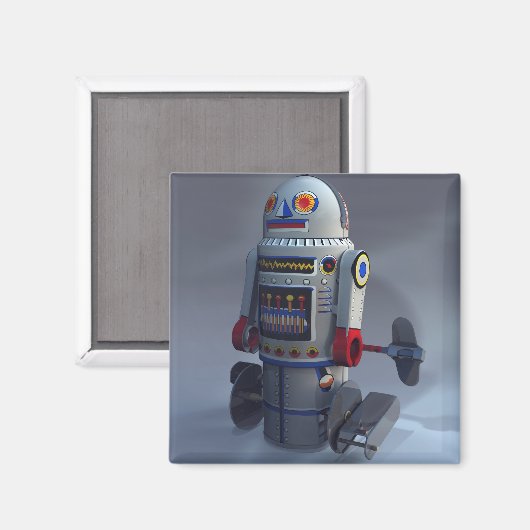Retro Speelgoed robot nummer 7 Magnet (Voorkant / Achterkant)