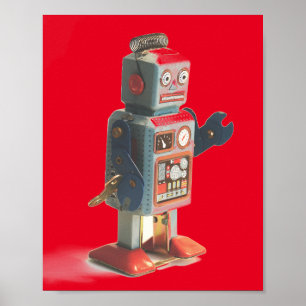 Retro Speelgoed Robot Poster