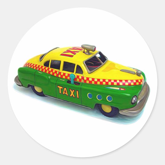 RETRO SPEELGOED TAXICABINE STICKER (Voorkant)