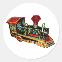 RETRO SPEELGOED TRAIN T-SHIRT RONDE STICKER