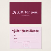 Retro Speels Minimalistisch Roze Certificaat Visitekaartje (Voorkant /achterkant)