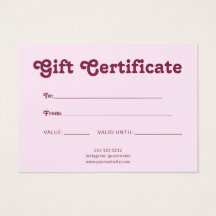 Retro Speels Minimalistisch Roze Certificaat