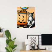 RETRO SPEELSE KAT KUNST | Whimsical KAT LIEFHEBBER Poster (Thuiskantoor)