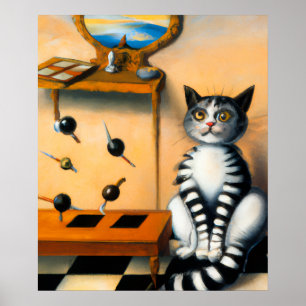RETRO SPEELSE KAT KUNST   Whimsical KAT LIEFHEBBER Poster