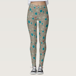 Retro Speelse Kleine Moleculen Universum Blauw Gri Leggings