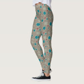 Retro Speelse Kleine Moleculen Universum Blauw Gri Leggings (Links)