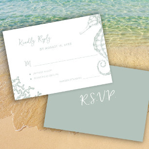 Retro speelse script strand bestemmingshuwelijk RSVP kaartje
