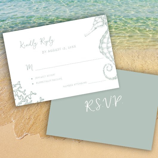 Retro speelse script strand bestemmingshuwelijk RSVP kaartje