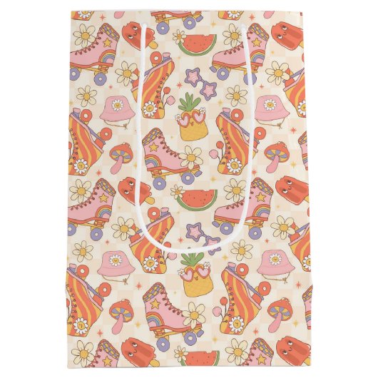 Retro Speelse Zomer Roller Schaatsen Plezier Medium Cadeauzakje (Achterkant)