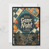 Retro Spel Nacht Sociaal of Verjaardagsfeest Kaart (Voorkant)