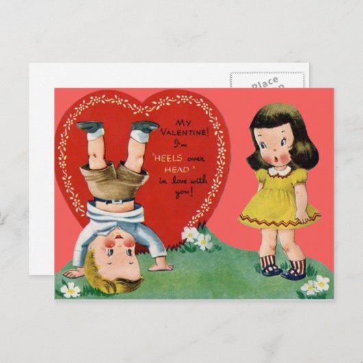 Retro Spelen Buitenshuis Valentijn Kaart (Voorkant / Achterkant)