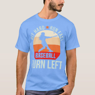  retro spelen hit hard run snel honkbal t t-shirt