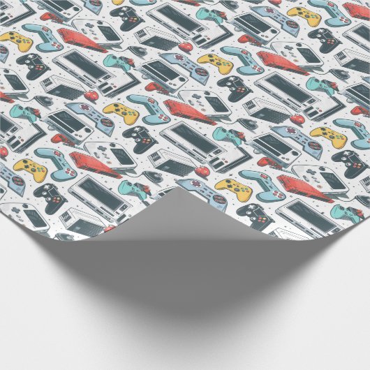 Retro spellen cadeaupapier (Hoek)