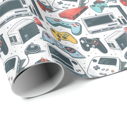 Retro spellen cadeaupapier (Rol Hoek)