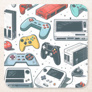 Retro spellen kartonnen onderzetters