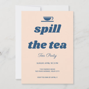 Retro Spill the Tea Theepartij Uitnodiging