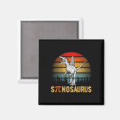 Retro Spinosaurus Happy Pi Day Magneet (Voorkant / Achterkant)