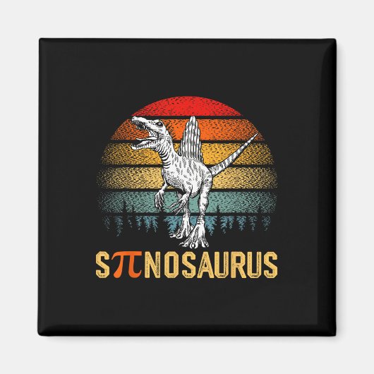Retro Spinosaurus Happy Pi Day Magneet (Voorkant)