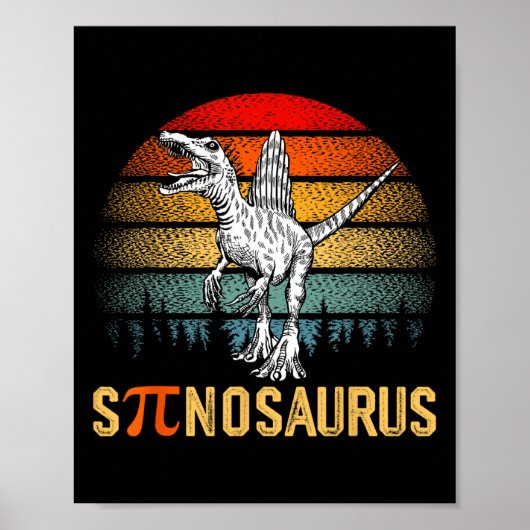 Retro Spinosaurus Happy Pi Day Poster (Voorkant)
