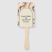 Retro Spiraal Boog Roze Zwart Gouden Trouwprogramm Handwaaier (Voorkant)