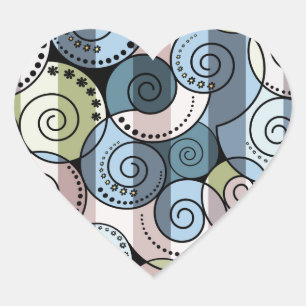 Retro, spiraal hart sticker