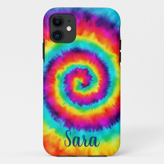 Retro Spiral Rainbow Tie Dye Case-Mate iPhone Case (Achterkant)
